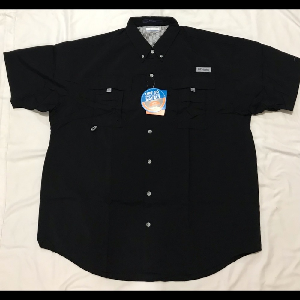 Columbia men black bahama ll s/s shirt